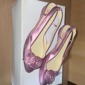 pink Leather Italian flats shoes